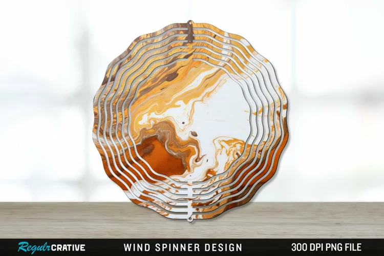Vintage Marbled Wind Spinner Sublimation PNG Design
