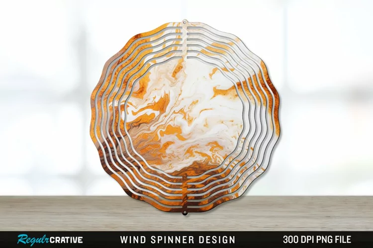 Vintage Marbled Wind Spinner Sublimation PNG Design