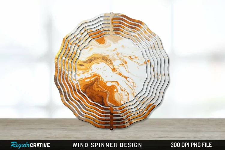 Vintage Marbled Wind Spinner Sublimation PNG Design