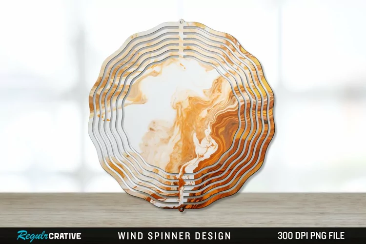 Vintage Marbled Wind Spinner Sublimation PNG Design
