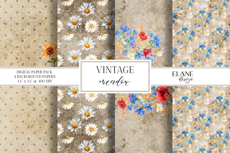 Vintage Meadow Flowers Digital Paper