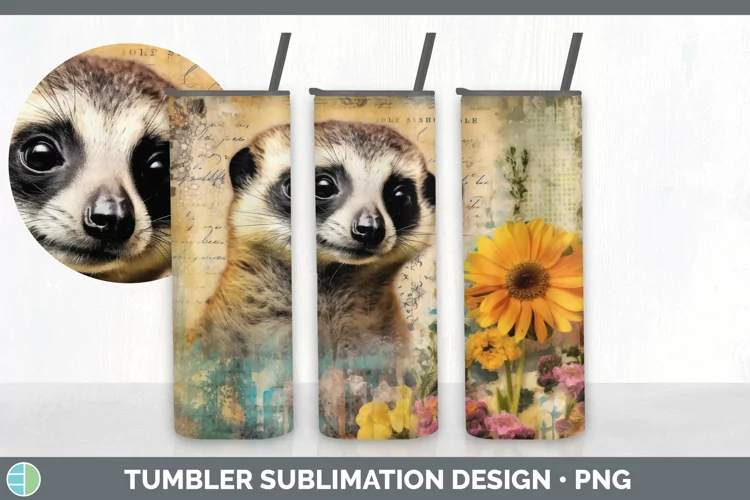 Vintage Meerkat Tumbler | Sublimation 20 oz Skinny Tumbler D