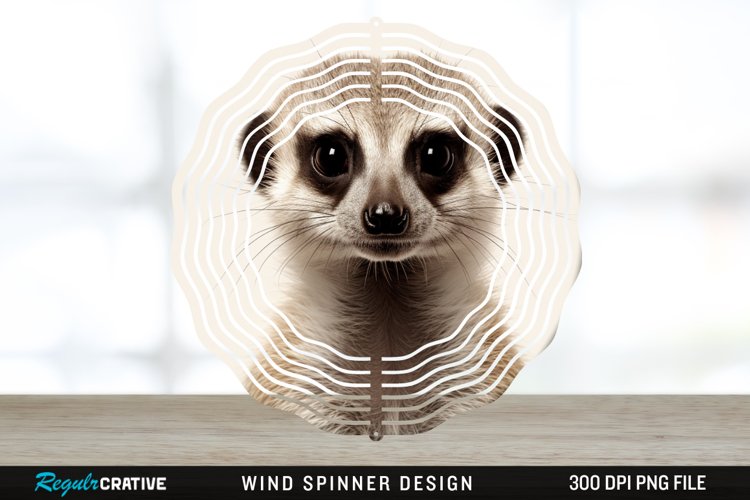 Vintage Meerkat Wind Spinner Sublimation Design PNG example image 1