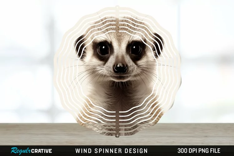 Vintage Meerkat Wind Spinner Sublimation Design PNG