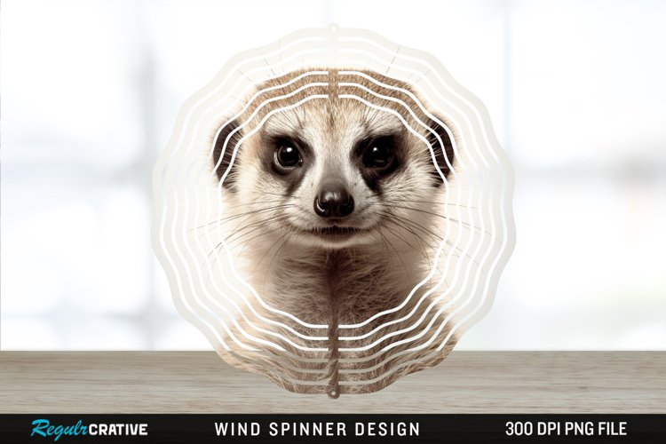 Vintage Meerkat Wind Spinner Sublimation Design PNG example image 1