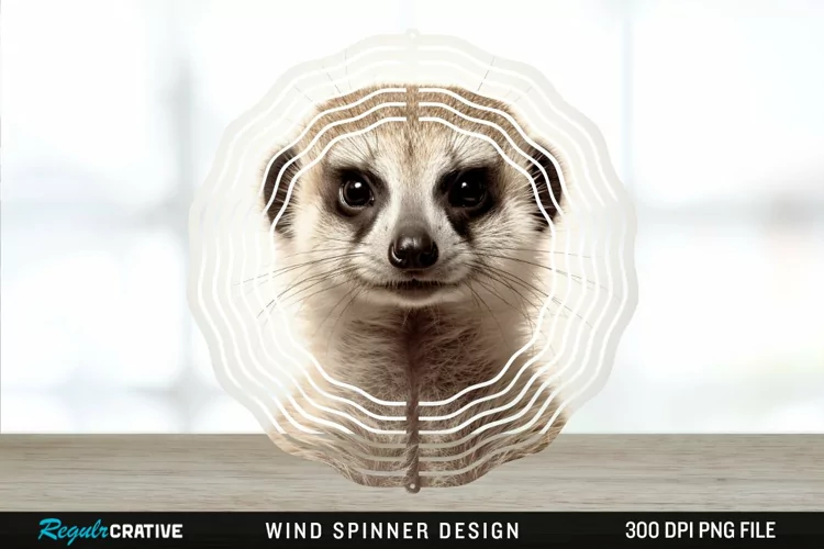 Vintage Meerkat Wind Spinner Sublimation Design PNG