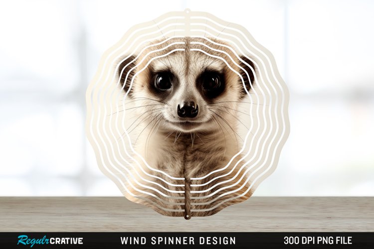 Vintage Meerkat Wind Spinner Sublimation Design PNG example image 1