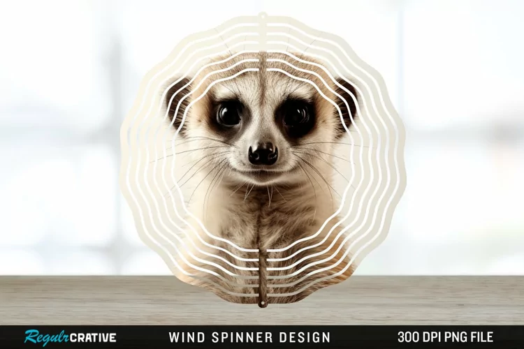 Vintage Meerkat Wind Spinner Sublimation Design PNG