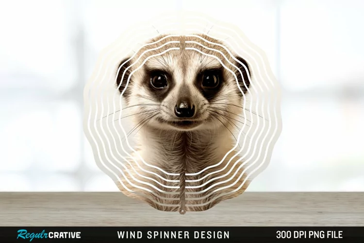 Vintage Meerkat Wind Spinner Sublimation Design PNG