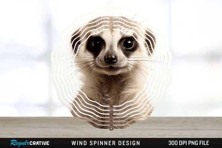 Vintage Meerkat Wind Spinner Sublimation Design PNG example image 1