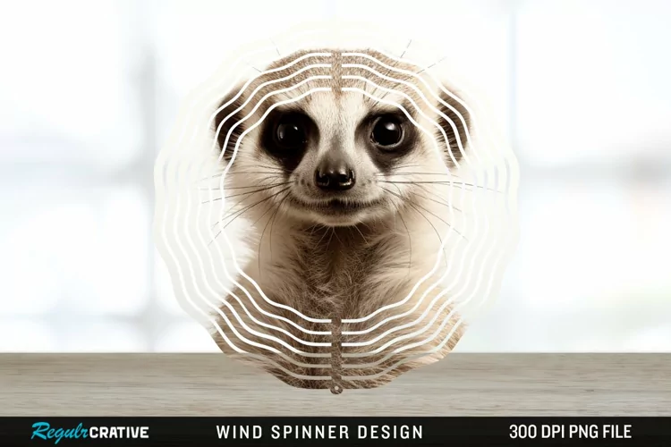 Vintage Meerkat Wind Spinner Sublimation Design PNG