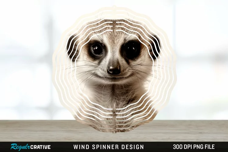 Vintage Meerkat Wind Spinner Sublimation Design PNG