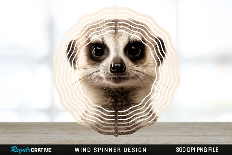 Vintage Meerkat Wind Spinner Sublimation Design PNG example image 1