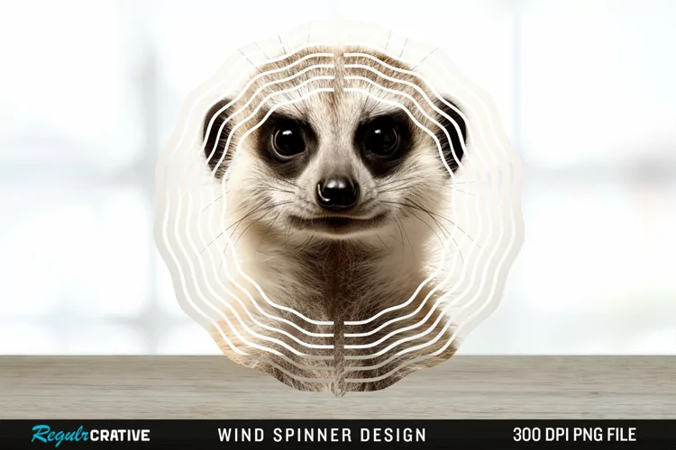 Vintage Meerkat Wind Spinner Sublimation Design PNG