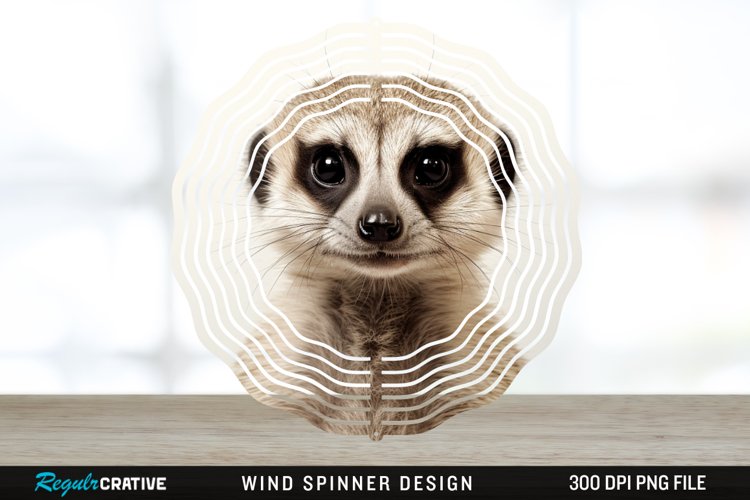 Vintage Meerkat Wind Spinner Sublimation Design PNG example image 1