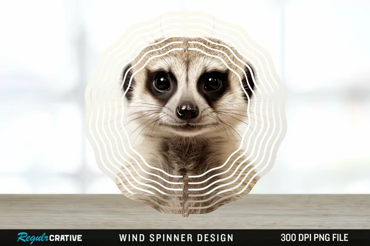 Vintage Meerkat Wind Spinner Sublimation Design PNG