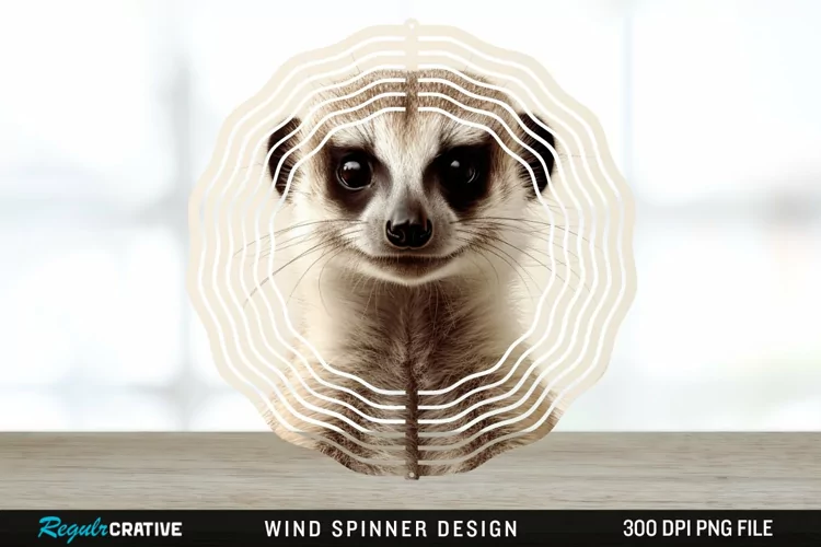 Vintage Meerkat Wind Spinner Sublimation Design PNG