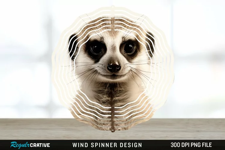 Vintage Meerkat Wind Spinner Sublimation Design PNG