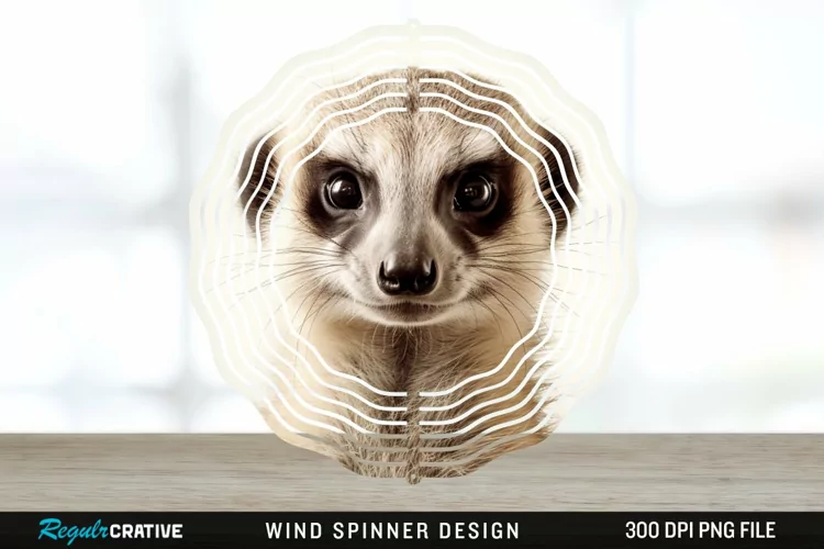 Vintage Meerkat Wind Spinner Sublimation Design PNG