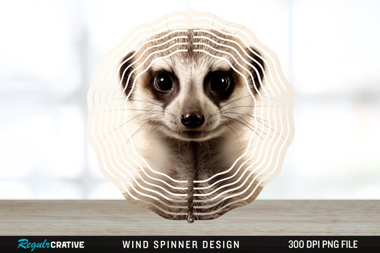 Vintage Meerkat Wind Spinner Sublimation Design PNG example image 1