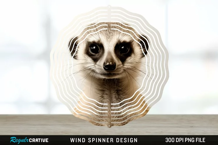 Vintage Meerkat Wind Spinner Sublimation Design PNG