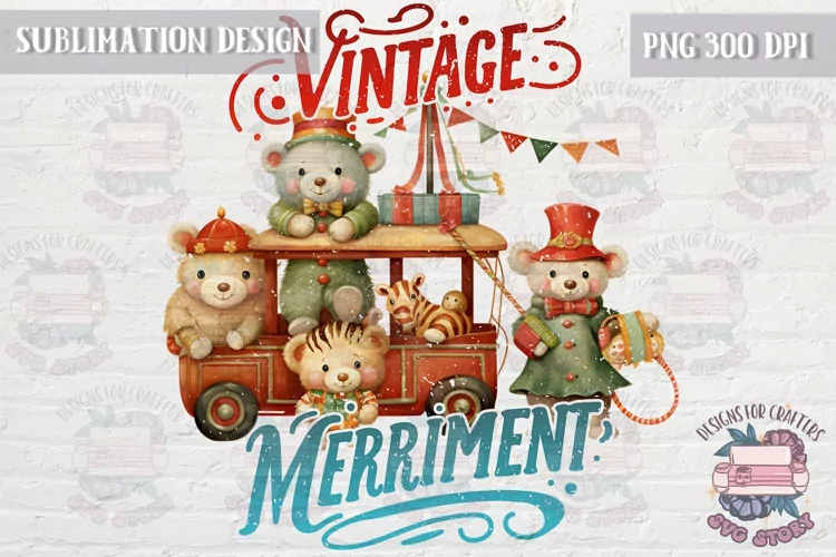 Christmas Sublimation Quote Design PNG Vintage Merriment
