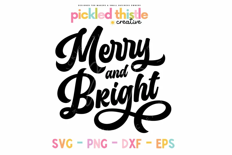 Merry and Bright Retro SVG - Christmas T-Shirt SVG