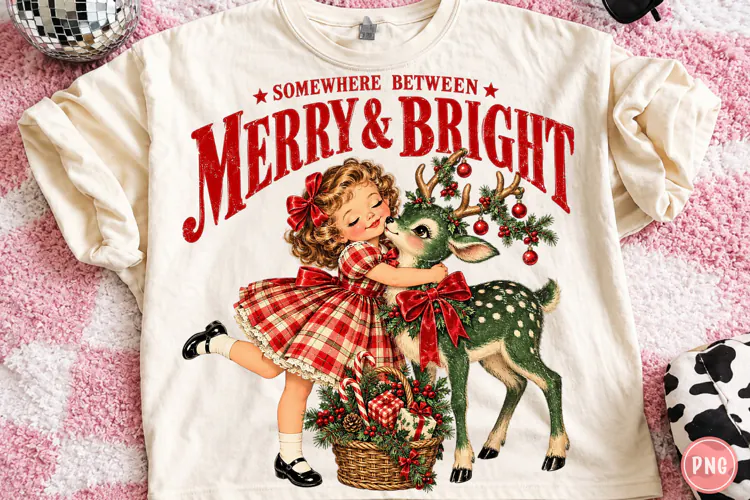 Vintage Merry & Bright PNG