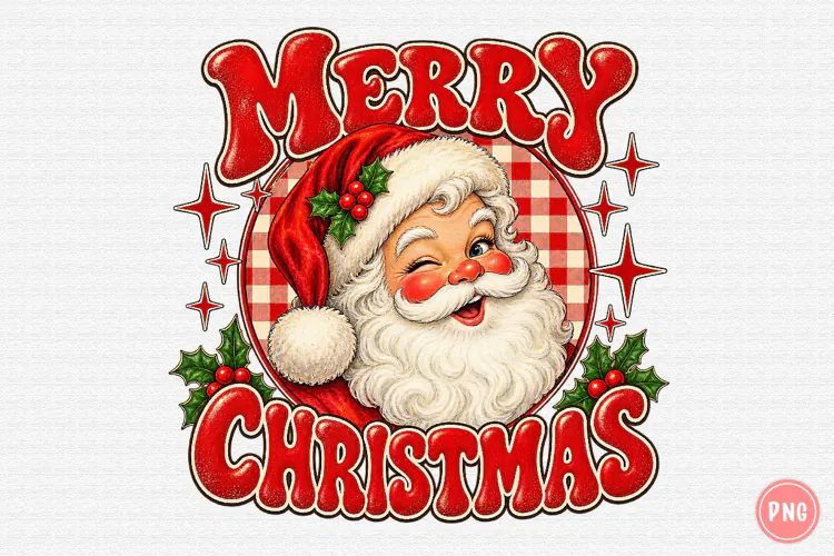 Vintage Merry Christmas Santa PNG | Retro Christmas Png
