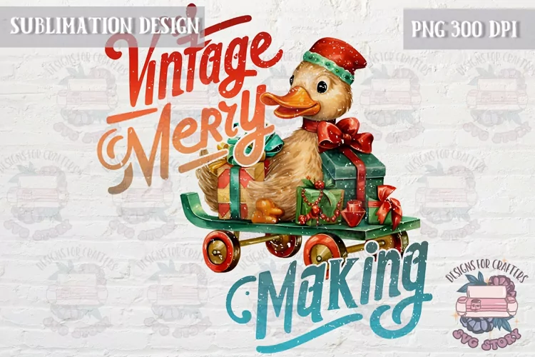 Christmas Sublimation Quote Design PNG Vintage Merry Making