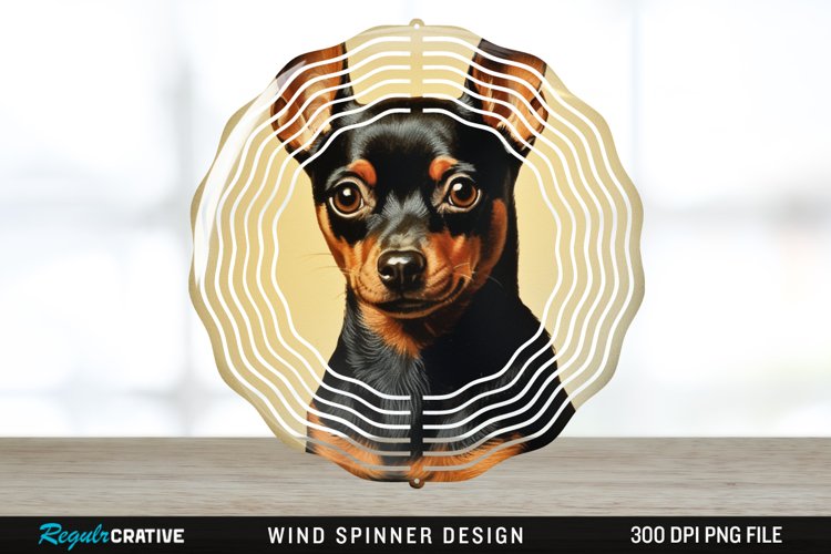 Vintage Miniature Pinscher Dog Wind Spinner Sublimation PNG