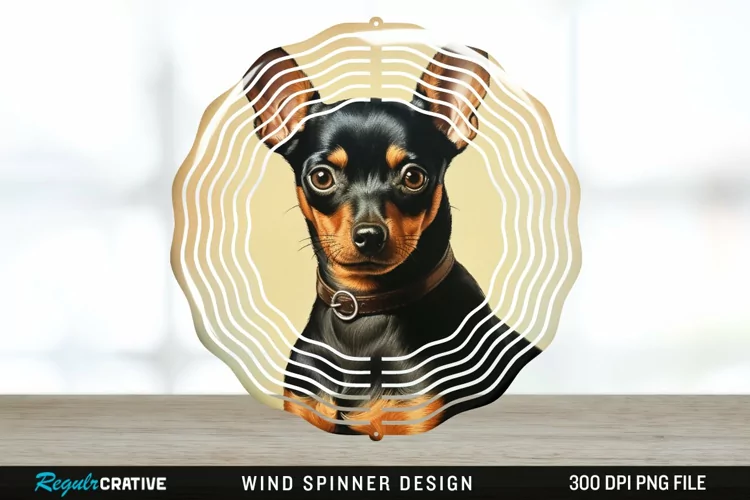Vintage Miniature Pinscher Dog Wind Spinner Sublimation PNG