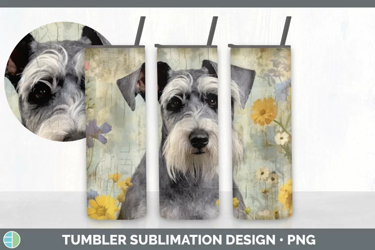 Vintage Miniature Schnauzer Dog Tumbler | Sublimation 20 oz