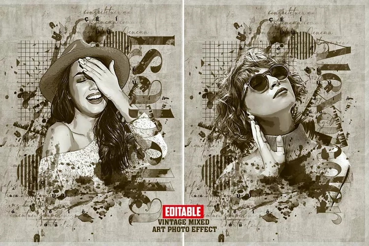 Vintage Mixed Art Photo Effect