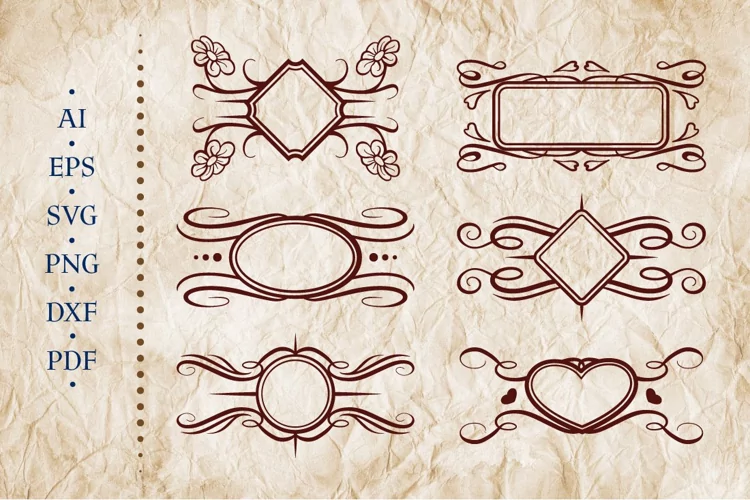Vintage calligraphic vignettes set