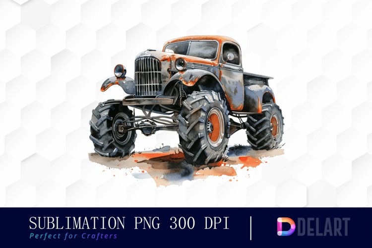 Vintage Monster Truck Illustration Clipart