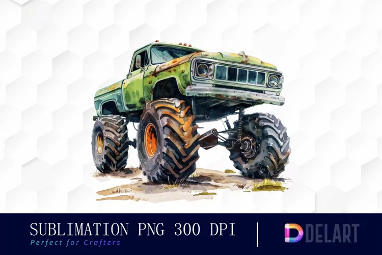 Vintage Monster Truck Sublimation PNG Clipart