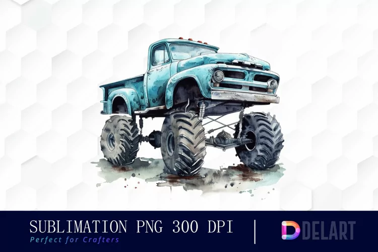 Vintage Monster Truck Illustration Clipart