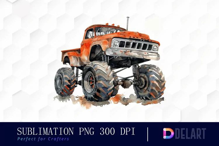 Vintage Monster Truck Illustration Clipart