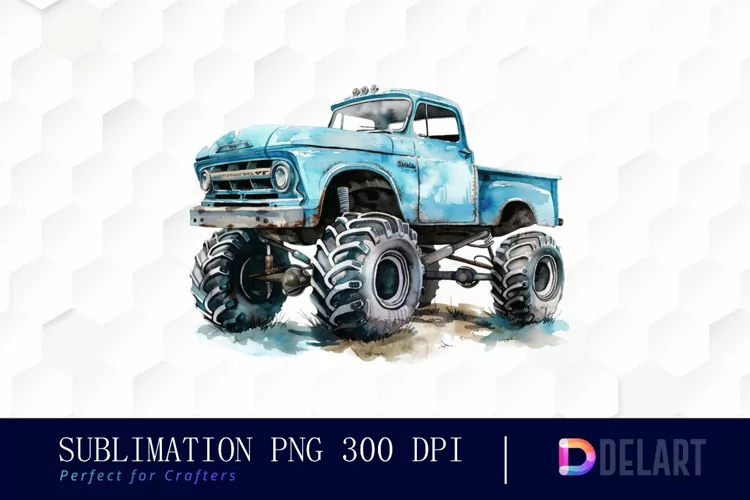 Vintage Monster Truck Illustration Clipart