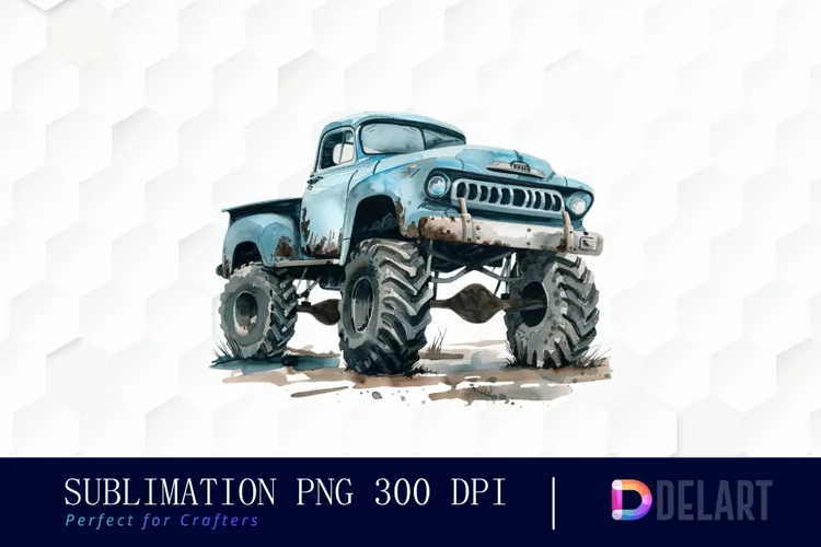 Vintage Monster Truck Illustration Clipart