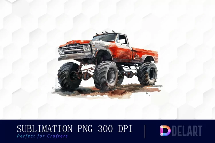 Vintage Monster Truck Sublimation PNG Clipart