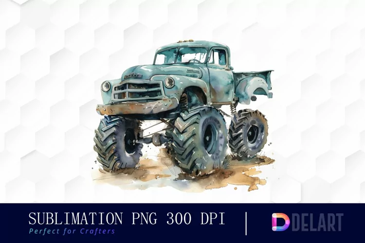 Vintage Monster Truck Illustration Clipart