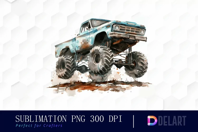 Vintage Monster Truck Illustration Clipart