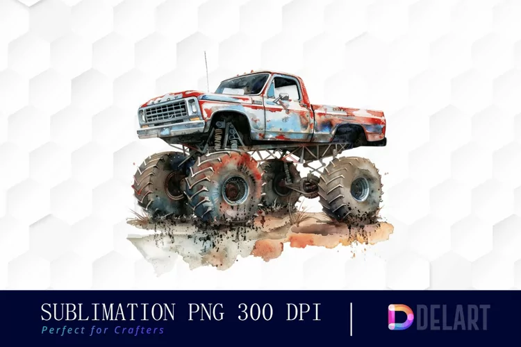 Vintage Monster Truck Illustration Clipart