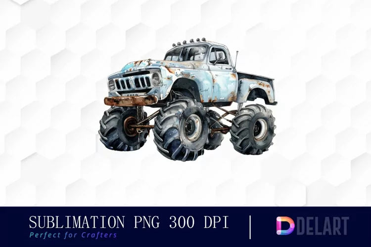 Vintage Monster Truck Sublimation PNG Clipart