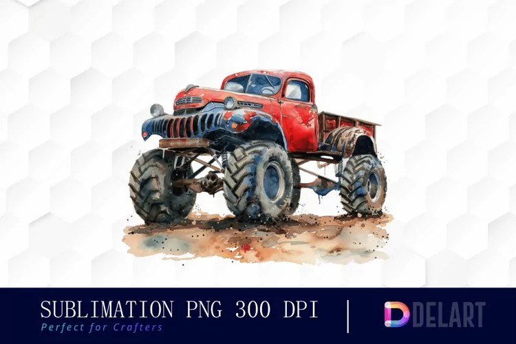 Vintage Monster Truck Sublimation PNG Clipart