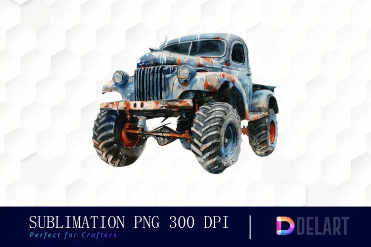 Vintage Monster Truck Illustration Clipart