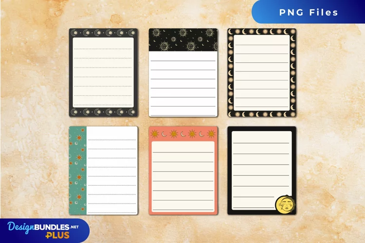 Vintage Moon and Sun Seamless Pattern Shaped Journaling Page