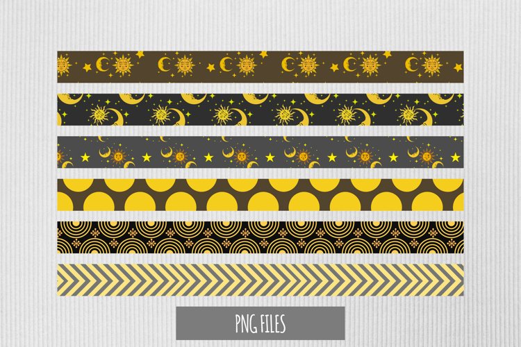 Vintage Moon and Sun Seamless Pattern Strips example image 1